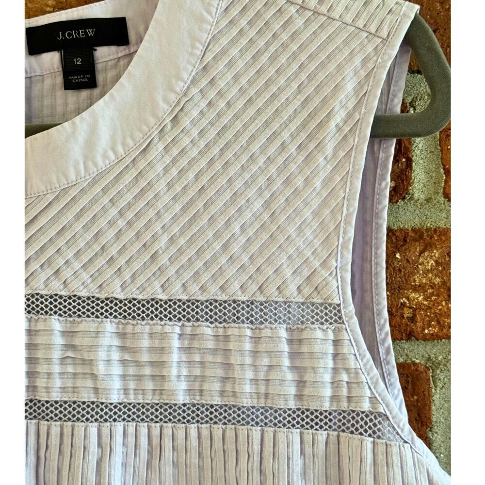 J.Crew White Sleeveless Textured Cotton Blouse Size 12 - Picture 3 of 7